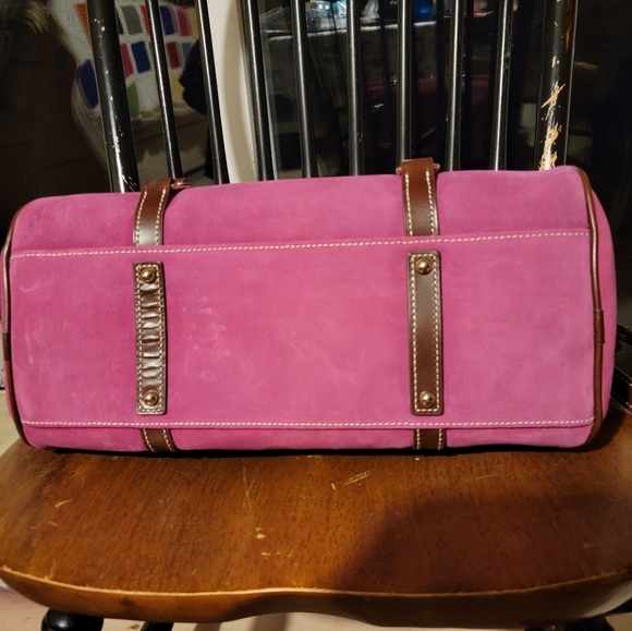 Dooney & Bourke Large Suede Satchel - Magenta - Picture 2 of 9